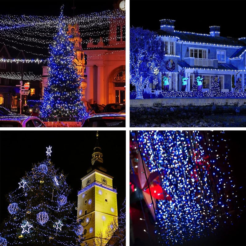 weillsnow Outdoor Christmas Decoration,66 FT 200 LED String Lights with Timer Memory Function,Plug in Waterproof Fairy Lights for Indoor Outdoor Home Room Garden Christmas Party Decor(Blue&White) - Image 3